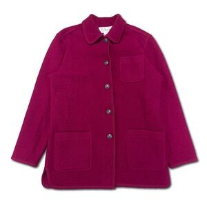 Talbots Vintage Magenta Wool Button Up Pocket Pea Coat Sz M